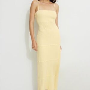 Dynamite Butter Yellow Pointelle Midi Dress